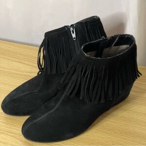 Comfortiva Black Fringe Ankle Boots